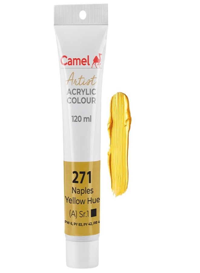 camel Camlin Kokuyo Artist Acrylic Colour Tubes (Naples Yellow Hue 271, 120ml) - Image 1